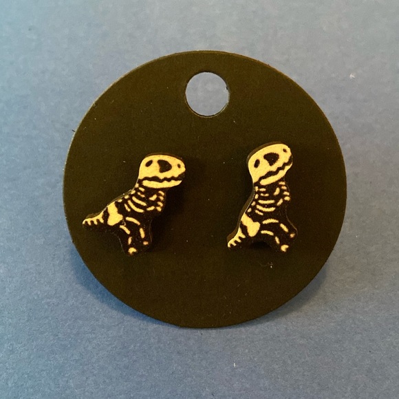 Skeleton T-Rex Earrings - Picture 1 of 1